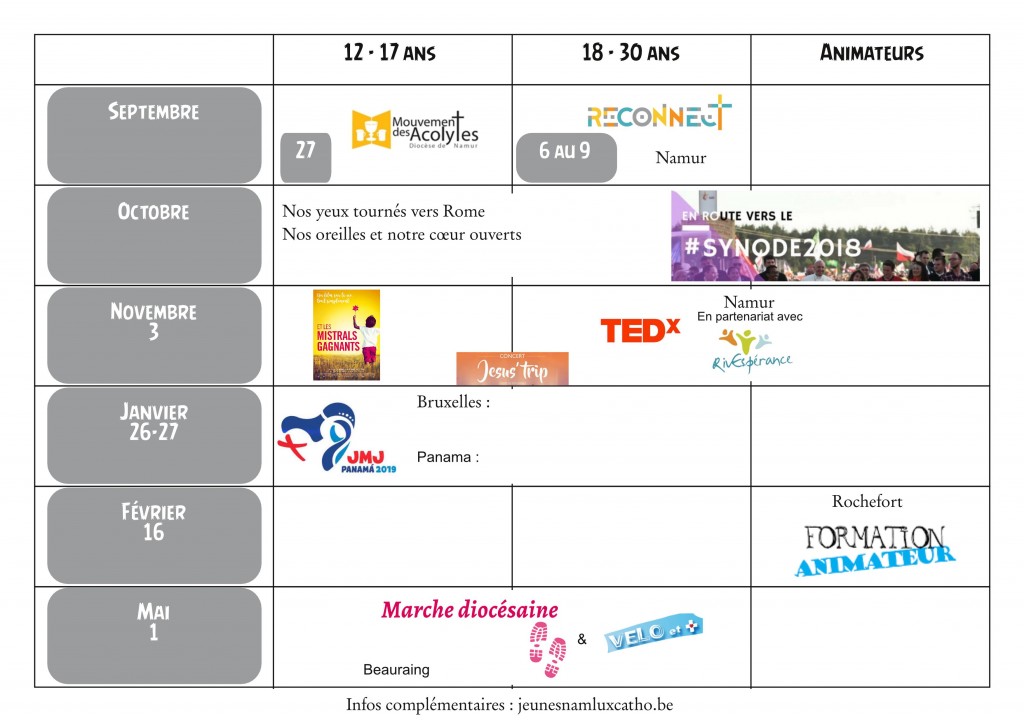 Pastorale des Jeunes - programme 18-19